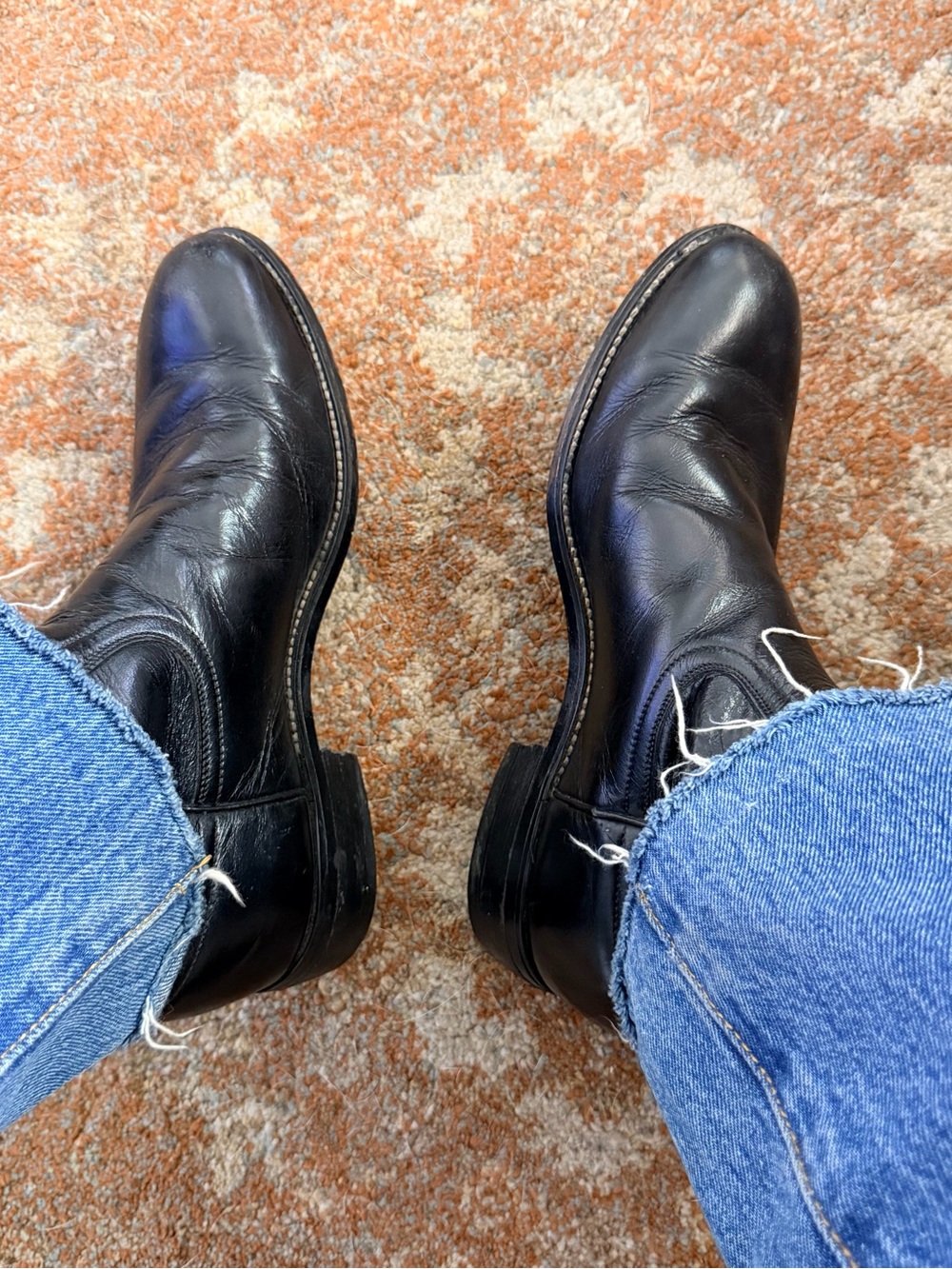 Justin Black Leather Roper Boots — Marked 6B, Runs Very Large